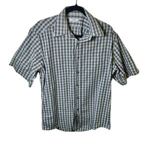 Givenchy Men Blue Brown Plaid Short Sleeve Button Down Shirt Size 41 Cotton